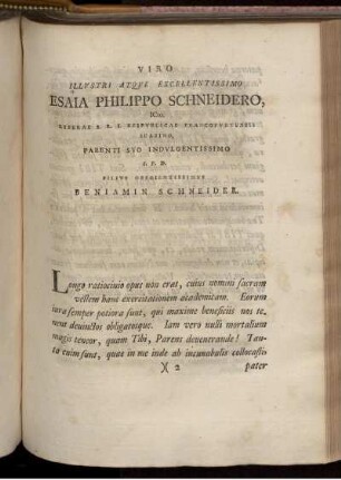 Viro illvstri atqve excellentissimo Esaia Philippo Schneidero