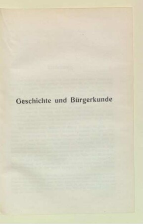Geschichte und Bürgerkunde