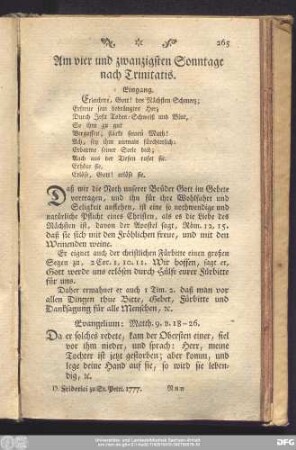 Am vier und zwanzigsten Sonntage nach Trinitatis.