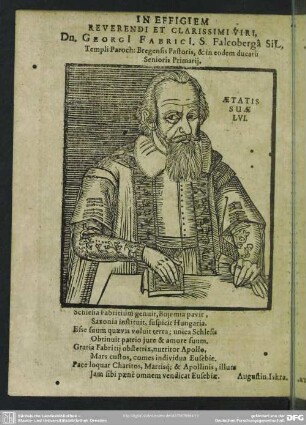 In Effigiem Reverendi Et Clarissimi Viri, Dn. Georgi[i] Fabrici[i] S. Falcoberga