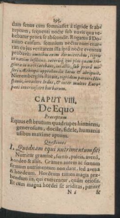 Caput VIII. De Equo
