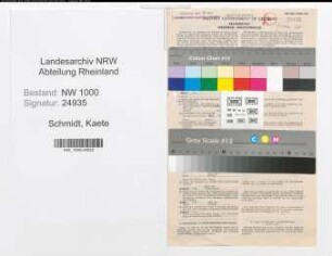 Entnazifizierung Kaete Schmidt, geb. 20.02.1913 (Stenotyp.)