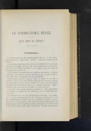 Le navire-école belge. Que doit-il être?