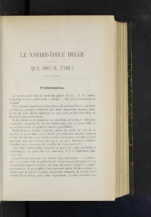 Le navire-école belge. Que doit-il être?