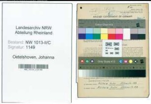 Entnazifizierung Johanna Oetelshoven , geb. 10.04.1911 (Fabrikantin)