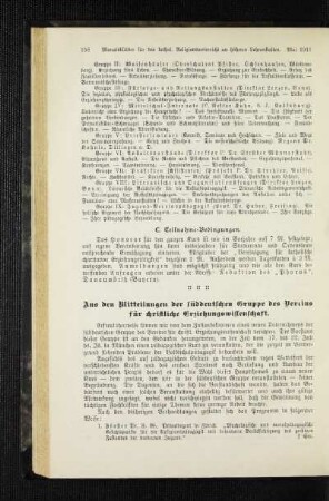 Aus den Mitteilungen der süddeutschen Gruppe des Vereins für christliche Erziehungswissenschaft