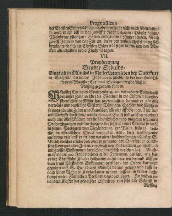 VII. Propheceyung Bruder Sebalds ...