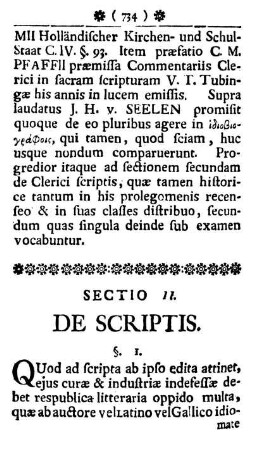 Sectio II. De Scriptis.