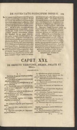 Caput XXI. De Defectu Territorii, Aerarii, Palatii Et Militis.