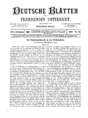 Die Vaterlandskunde in der Volksschule : (Fortsetzung)