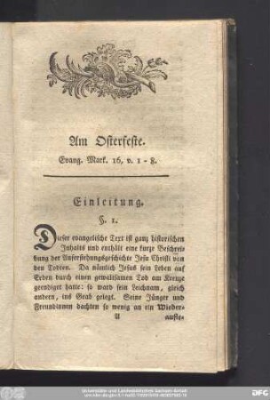 Am Osterfeste. Evang. Mark. 16, v. 1 - 8.