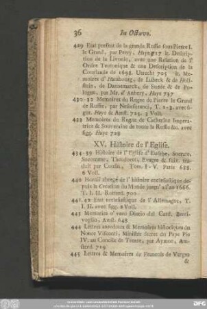 XV. Histoire de l'Eglise.