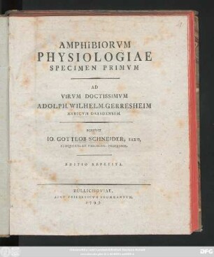 Specimen 1: Amphibiorvm Physiologiae Specimen ...