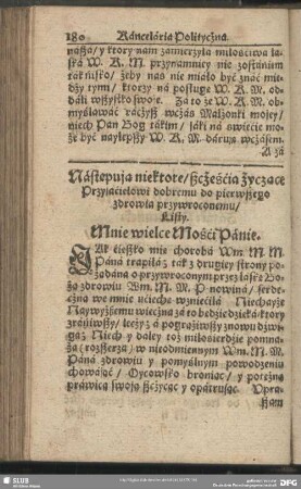 Hierauff folgen etliche Glückwünschungs-Briefflein, nach wieder erlangter Gesundheit
