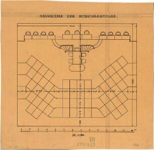 Fischer, Theodor; Stuttgart; Abgeordneten-Kammer - Sitzungssaal (Grundriss)