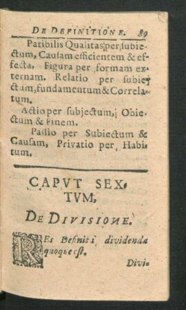Caput Sextum. De Divisione.