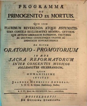 Programma de primogenito ex mortuis