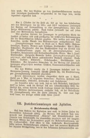 VIII. Protestversammlungen und Agitation.