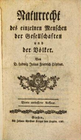Naturrecht des einzelnen Menschen der Gesellschaft und der Völker