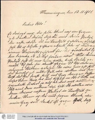Brief vom 12.11.1901
