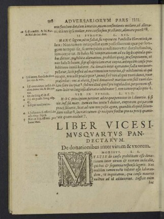 Liber vicesimuquartus Pandectarum. De donationibus iner virum & uxorem.