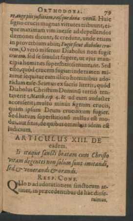 Articulus XIII. De eadem.