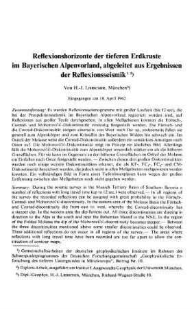Reflexionshorizonte der tieferen Erdkruste im Bayerischen Alpenvorland, abgeleitet aus Ergebnissen der Reflexionsseismik