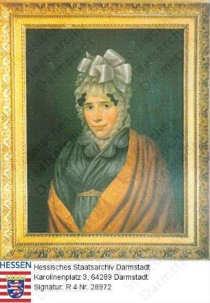 Glaeser, Gotthelf Leberecht (1784-1851) / Porträt einer bisher nicht identifizierten Frau / stehendes, vorblickendes Brustbild in Goldrahmen