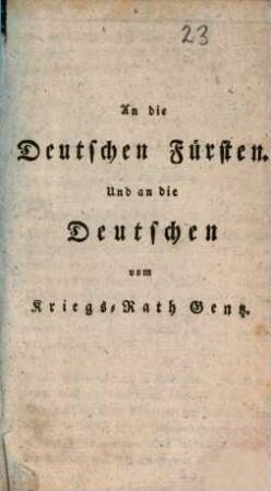 An die Deutschen Fürsten und an die Deutschen