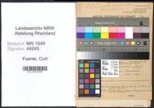 Entnazifizierung Curt Aus Der Fuente , geb. 23.12.1891 (Haendler)