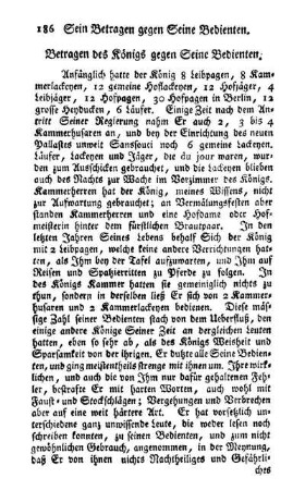 Betragen des Königs gegen Seine Bedienten