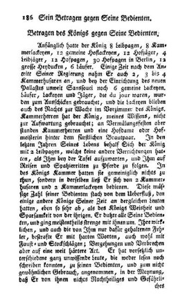 Betragen des Königs gegen Seine Bedienten