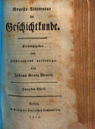 Neueste Litteratur der Geschichtkunde, 2