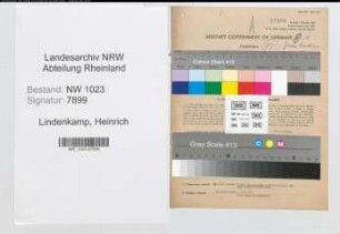 Entnazifizierung Heinrich Lindenkamp , geb. 13.10.1885 (Landwirt)