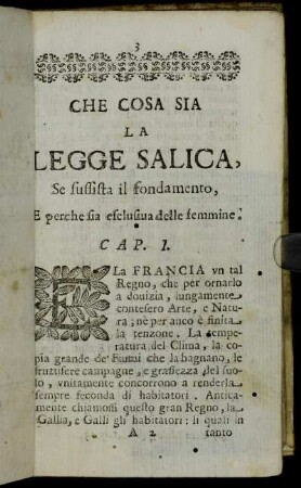 E perche sia esclusiua delle femmine. Cap. I.