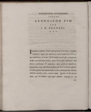 Praenobilissimo Doctissimoqve ivveni Leonhardo Svo S.P.D. I. G. Brendel