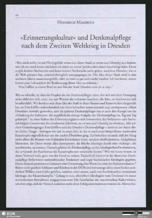 "Erinnerungskultur" und Denkmalpflege nach dem Zweiten Weltkrieg in Dresden