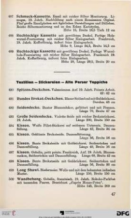 Textilien – Stickereien – Alte Perser Teppiche (Nr. 490-534)