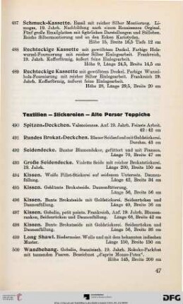 Textilien – Stickereien – Alte Perser Teppiche (Nr. 490-534)