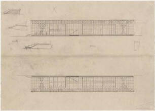 Schneider - Esleben, Paul; Hannover, Messegelände; Ausstellungspavillon und Turm für die Mannesmann AG - Messehalle (Schnitt; Detail)