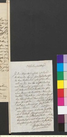 Brief von Marschall auf Burgholzhausen, Hortensia Reichsgräfin von an Goethe, Johann Wolfgang von