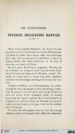 Sér. 3: De certaines poteries religieuses Kabyles