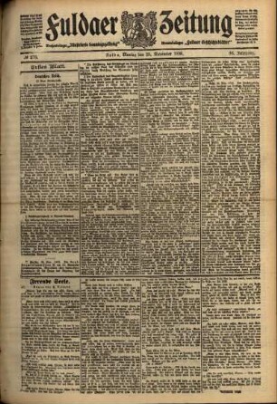 Erste Ausgabe vom Montag, den 29. November 1909.