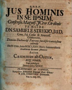 Jus Hominis In Se Ipsum
