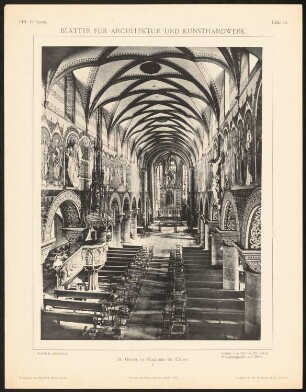St. Georg, Hagenau: Innenansicht (aus: Blätter für Architektur und Kunsthandwerk, 8. Jg., 1895, Tafel 14)