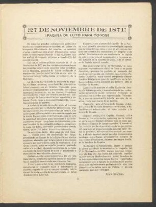 ¡27 de noviembre de 1871! : ¡Página de luto para todos!