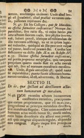 51-64, Sectio II. De iis, quae spectant ad directionem actionum humanarum & moralium.