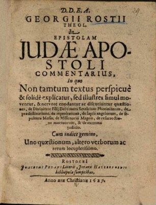 In epistolam Iudae Apostoli commentarius ...