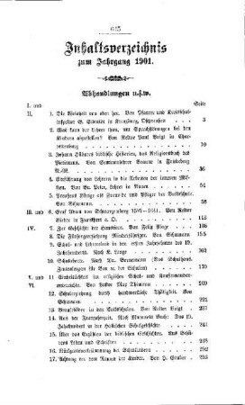 Inhaltsverzeichnis zum Jahrgang 1901