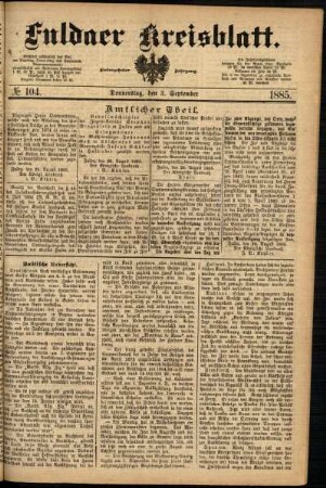 Ausgabe vom Donnerstag, den 03. September 1885.